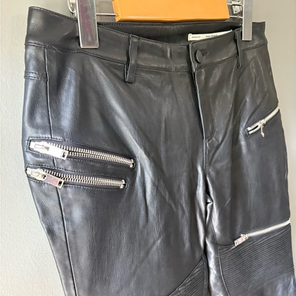 Zara Trf S Small Faux Leather Biker Pants Black Zipper biker core - Picture 5 of 12